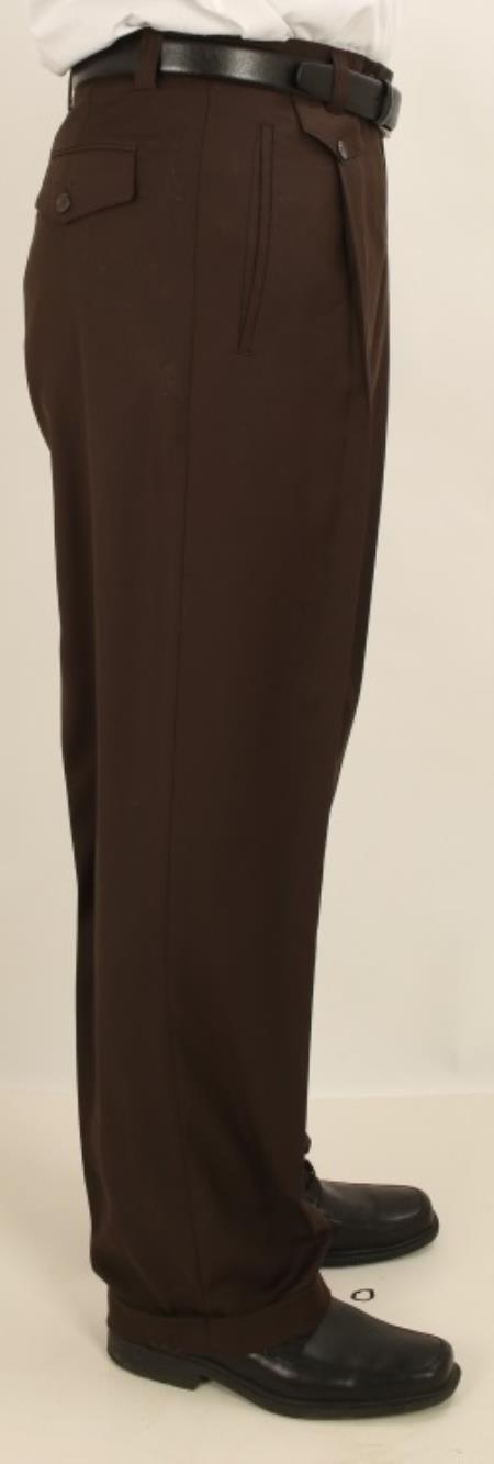 Men'S Wide Leg Single Pleated Pants Solid Dark Brown Men'S Wide Leg Trousers - Cheap Priced Dress Slacks For Men On Sale