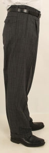 Men'S Wide Leg Single Pleated Pants Charcoal W/Black Windowpane Men'S Wide Leg Trousers - Cheap Priced Dress Slacks For Men On Sale