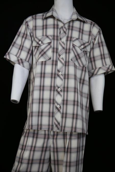 Men's Single Pocket Short Sleeve Black 2pc Shirt and Pants