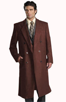Men's Six Button Dark Brown Fully Lined Long Coat