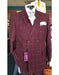 Men's Six Button Double Breasted Peak Lapel Jacket In Burgundy