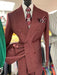 Mens Six Button Peak Lapel Double Breasted Maroon Suit