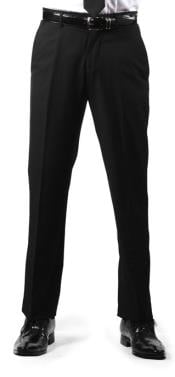 Men's Premium Slim Fit Flat Front Dress Men's Tapered Men's Dress Pants Black