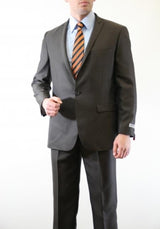 Men's Brown Two Piece Single Button Peak Lapel Wool Fabric Slim Fit Suit
