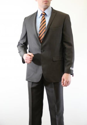 Men's Brown Two Piece Single Button Peak Lapel Wool Fabric Slim Fit Suit