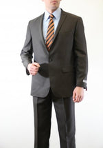 Men's Brown Two Piece Single Button Peak Lapel Wool Fabric Slim Fit Suit