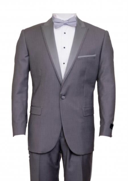 Slim Fit Suit Men'S Mid Grey, Two Button Closure Men'S Slim Fit Suits - Three Piece Suit main image 1