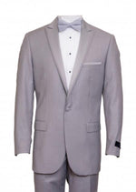 Men'S Light Gray 1 Cover Button Front Closure Slim Fit Suit Peak Lapel Tuxedo Suit - Wide Lapel Tuxedo