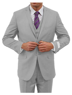 Slim Fit Suit Men'S Mid Grey, Two Button Closure Men'S Slim Fit Suits - Three Piece Suit