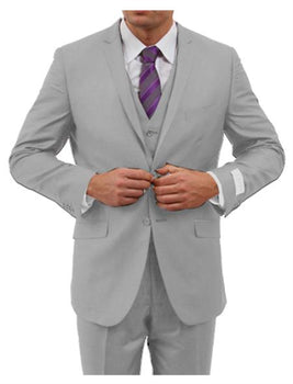 Slim Fit Suit Men'S Mid Grey, Two Button Closure Men'S Slim Fit Suits - Three Piece Suit