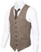 Men's Slim Fit Herringbone Tweed Suit Beige 1920s Vest