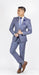 Men's Slim Fit Sharkskin Shiny Vested 3 Piece Suit Light Blue