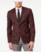 Men's Slim Fit Paisley Pattern Burgundy Jacket