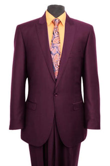 Men'S Plum 1 Slim Fit Side Vent Button Suit