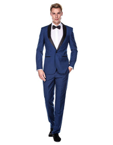 Braveman Men's Slim Fit Cobalt Blue Shawl Tuxedo