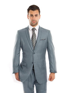 Men's Slim Fit Smoke Blue Suit