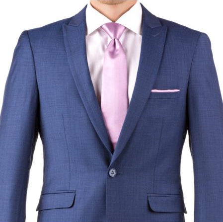 Men's Slim Fit Suit - Fitted Suit - Skinny Suit Men's Mystic Blue One Button Suit