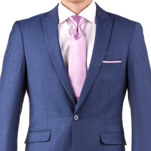 Men's Slim Fit Suit - Fitted Suit - Skinny Suit Men's Mystic Blue One Button Suit