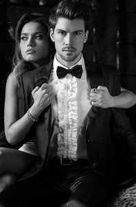 Slim Fit Tuxedo Shirt With Ruffled Center, Removable Buttons Also Available In White & Off White