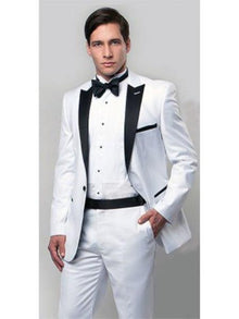 Men's Slim Fit Tuxedo with Black Peak Lapel White,Black