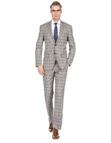 Braveman Men's Slim Fit Tan Windowpane Suit