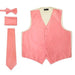 Men's Solid Coral Solid Coral Wedding Waist coat & Tie & Bow Tie and Hankie