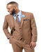 Men's Solid Light Brown 3-Piece Vested Suit by EJ Samuel