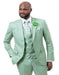 Men's Solid Light Green Sage Pieces Vested Suit by EJ Samuel