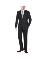 Mens Solid Pattern Black Classic Fit Linen Suit
