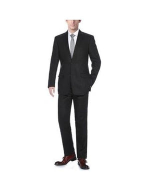 Mens Solid Pattern Black Classic Fit Linen Suit