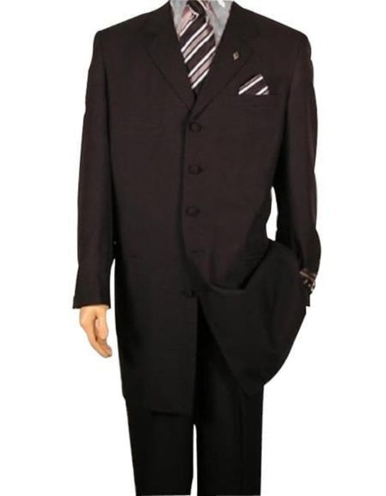 Men's Solid Simple Liquid Black Fashion Dress 38 Inch Long Jacket ALL SEASON Zoot Suit $139