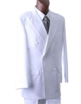 Men's Solid White Double Breasted Suits Classic fit Dress Suit