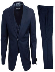 Mens Stacy Adams Suit - Designer Suit - 3 Piece Suits - Vested Suit - Flat Front Pant- Modern Fit Suits Navy Suit