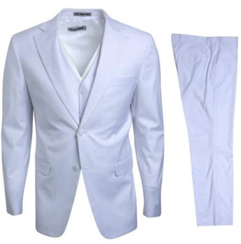 Mens Stacy Adams Suits - Designer Suit - 3 Piece Suit - Vested Suit - Flat Front Pant- Modern Fit White Suit