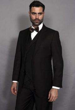 Mens Statement Suit Confidence Men's 3 Piece Italian Style Wool Brown Double Breasted Vest Suit