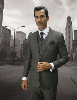 Men's Statement Suits Clothing Confidence Plaid Taupe 2 Button Double Breasted Vest Suit