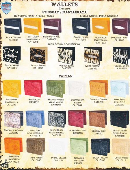 Men's Genuine Exotic Animal Skin Men's Genuine Stingray Rowstone Finish, Single Stone & caiman ~ World Best Alligator ~ Gator Skin Wallets