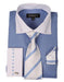 Set with White Collar and French Cuf Blue,Gold Men's Dress Shirt