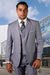 Men's Suit Ticket Pocket - 3 Pocket Grey Suit with Double Breasted Vest