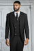Mens Suits With Double Breasted Vest - Black Peak Lapel Suits - Ticket Pocket - With Gold Buttons - Slim Fitted