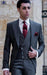 Mens Suits with Double Breasted Vest - Single Button Peak Lapel Grey Suits