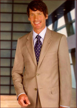 Authentic Real With Tags Cheap Priced Business Suits Clearance Sale 2 Pleat Tan ~ Beige- High End Suits - High Quality Suits