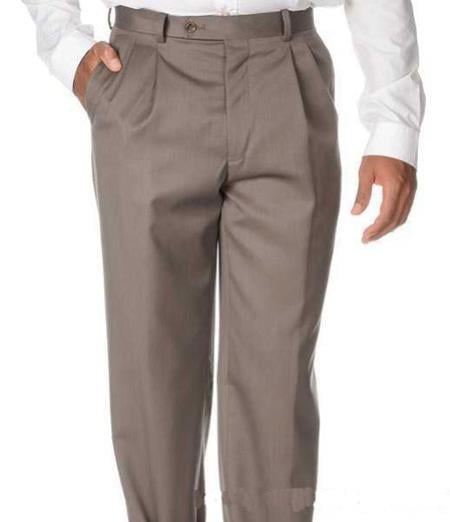 Mens Pleated Dress Pants Mens Solid Taupe Wool Stylish Gabardine Slacks Taupe / Dress size Pants : 45 Mens Pleated Dress Pants Mens Solid Taupe Wool Stylish Gabardine Slacks Taupe / Dress size Pants : 45