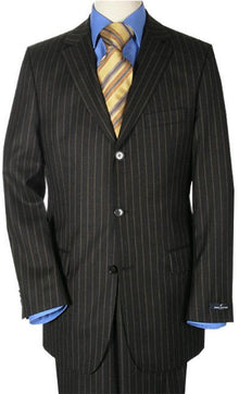 Jet Black Small Pinstripe quality buttons Suit italian fabric Signature Platinum