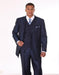 Men'S 3 Piece 3 Buttons Fashion Suit With 2 Tone Lapel Dark Navy - Three Piece Suit