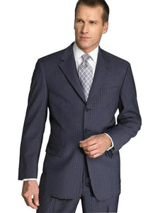 Dark Navy Pinstripe 140's premier quality 3 buttons italian fabric