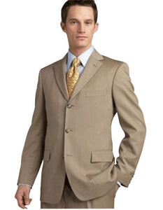 Tan - Beige/Bronze - Camel Super 140's Men's Three Buttons Style suit - 100% Percent Wool Fabric Suit - Worsted Wool Business Suit