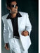 Men's polyester High Twist 3 Button Suits For Men White