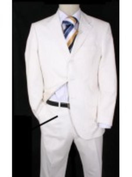 Men's polyester High Twist 3 Button Suits For Men White main image 0