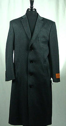 Men's Wool Blend  4 Button Bravo Top Overcoat Charcoal Grey